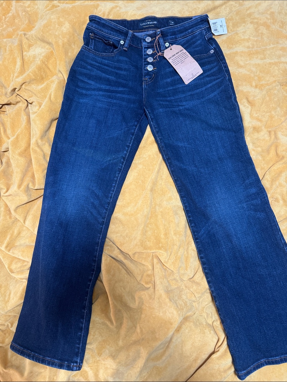 Lucky Brand Ava Crop Mini Boot blue indigo jeans 28